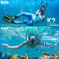 Máscara de snorkel de doble tubo totalmente seca, antiasfixia, antiempañamiento, integrada, de alta definición, con amplio campo de visión. - details 7