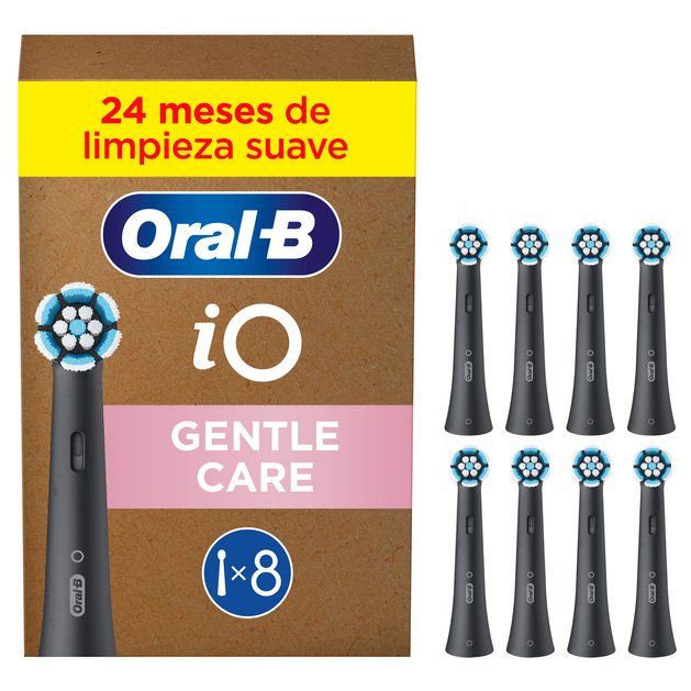 Oral-B iO Gentle Care cabezal de recambio para cepillo de dientes eléctrico blanco Pack de 4 y 6 unidades, Producto Europeo con Garantía Oficial.