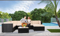 AREBOS Muebles de Jardín Polirratán Lounge |  Resistente UV | Negro | Lounge Sevilla - details 22