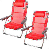 Aktive - Pack de 2 sillas plegables altas con cojín para playa, jardín, terraza o camping, medidas 48x60x90 cm, resistente, reposabrazos ergonómicos, incluye asa de transporte - details 0