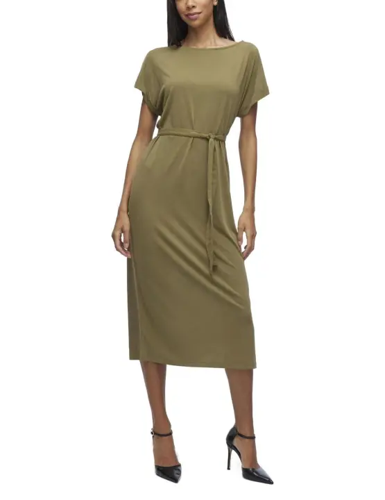 Vestido Vila Modala midi verde manga corta para mujer - 1