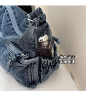 Bolso De Hombro Casual De Denim Lavado Resistente Al Desgaste Con Múltiples Bolsillos Y Gran Capacidad Para Mujer - details 7
