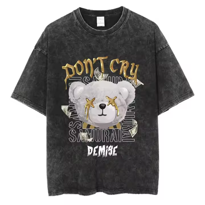 Camiseta Punk Gótica Vintage De Verano Para Hombres Y Mujeres Estampado De Oso 100% Algodón Casual Hip Hop Top Tee - 1