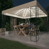 vidaXL Cenador con Tira de Luces 3x3 m Tela Pérgola Parasol Carpa Color Crema,  Antracita, y mas - details 0