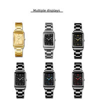 Reloj De Pulsera De Cuarzo Para Hombre Estilo Fashion Y Casual Material De Correa De Cuero Y Acero Inoxidable Rectangular Reloj De Mano Luminosa Fecha Completa Resistente Al Agua - details 12