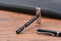 Cuchilla De Afeitar De Seguridad Para Hombres YAQI Con Mango De Aluminio Negro Y Cromado Ligero Excalibur Doble Faja Para Rostro - details 0