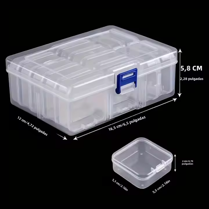 Caja De Almacenamiento Plástico Transparente Con 14 Compartimentos Para Accesorios De Manualidades DIY Multiusos Para Organización Y Decoración - 1