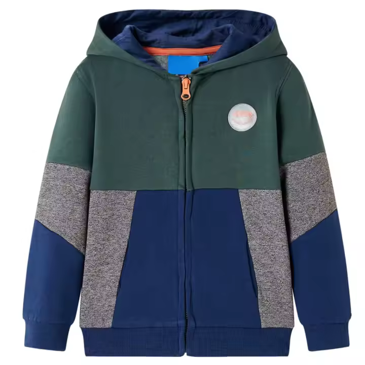 Sudadera Infantil con capucha y verde oscuro Cremallera 116 - 1