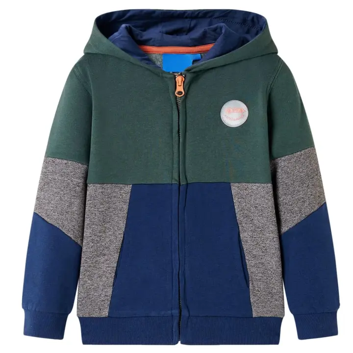 Sudadera Infantil con capucha y verde oscuro Cremallera 116 - 1