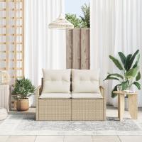 Sofá de jardín de 2 plazas vidaXL con almacenamiento y cojines Beige de polirratán - details 2
