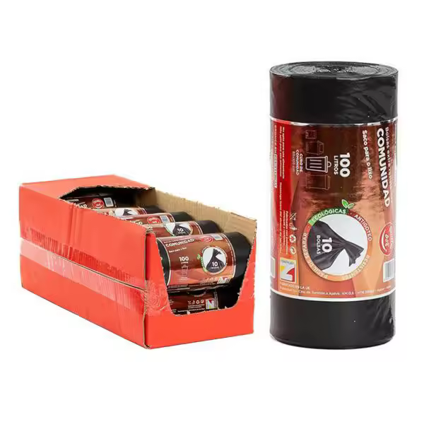 UD - Rollo de 10 Bolsas de Basura Negros Comunidad Bronce 85x105 cm - PACK 1/3/5/10Rollos | Resistentes y Prácticas para Hogar y Oficina - 1