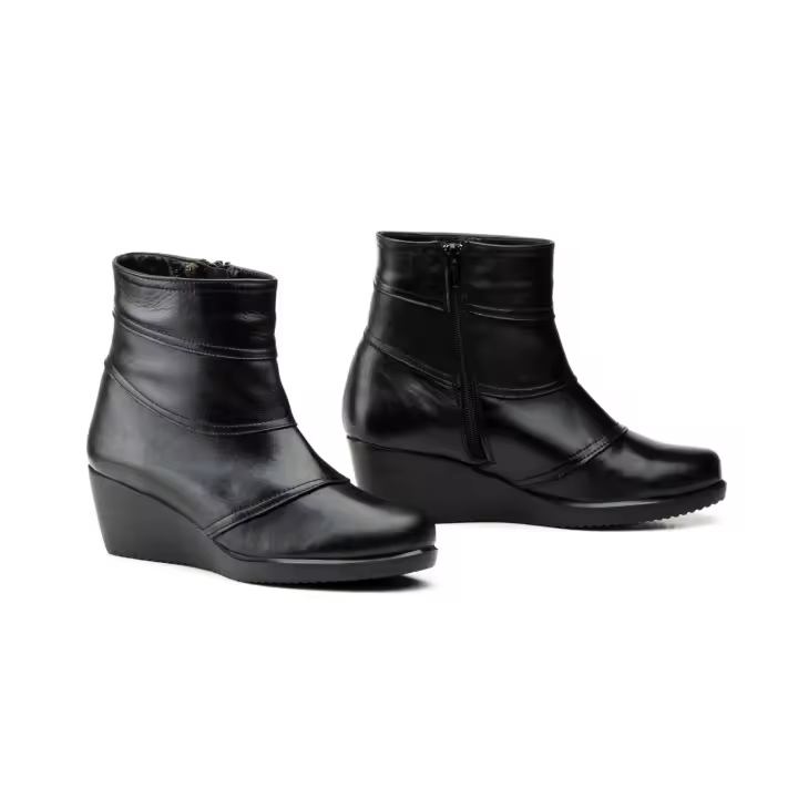 Mº5682 NEGRO Hecho en España Botines Mujer Piel NEGRA Numeración: 35-41 Marca: JAM Color: NEGRO BOTIN DE SUELA CON PLATAFPRMA Y CUÑA CON CIERRE DE CREMALLERA PEILES NATURALES U MUY SUAVES PARA MAYOR CONFORT BOTIN MODERNO Y DE GRAN CALIDAD - 1
