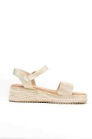 Lyla Wang Sandalias doradas mujer de esparto diseño con doble tira - details 5