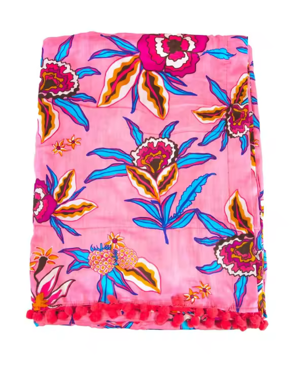 SUN & SURF Pareo Fino Estampado Flores Rosa Tendencia Moda 90X170CM  - Vestido, Sarong, Falda, Resistente, Playa Sol y Piscina - 1