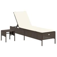 vidaXL Tumbona con cojín y mesita ratán sintético Negro, Marrón, Gris Sillas de Exterior Ideal para jardín, playa, piscina, terraza Tumbona Piscina Tumbonas Playa Tumbonas Jardín Exterior - details 4