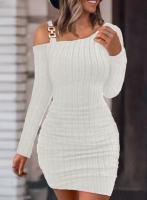 Vestido Bodycon De Moda Para Mujer Con Manga Larga Y Diseño De Tejido Grueso Para Otoño E Invierno Vestido Mini Elegante Para Oficina - details 3
