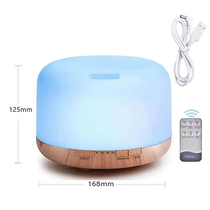 500ml difusor de Aceites Esenciales, sin BPA humidificador ultrasónico con Mando a Distancia Y 7 Diferentes Luces cambiantes - Apagado Automático sin Agua,Blanco - 1