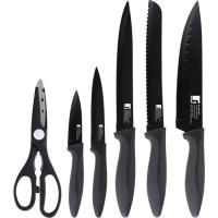 Set 5 Cuchillos+tijeras Acero Inox Negro Osaka Bg Bergner - details 0
