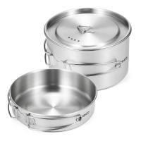 TOMSHOO Juego De Cocina Para Camping 2pcs Con Manos Plegables Y Bolsa De Transporte De Malla Acero Inoxidable Con Asas Plegables - details 0