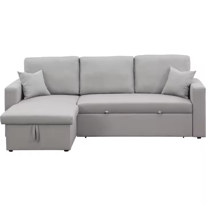 Sofá rinconera convertible/reversible "Alain" con box - 3 plazas - Gris claro - 1