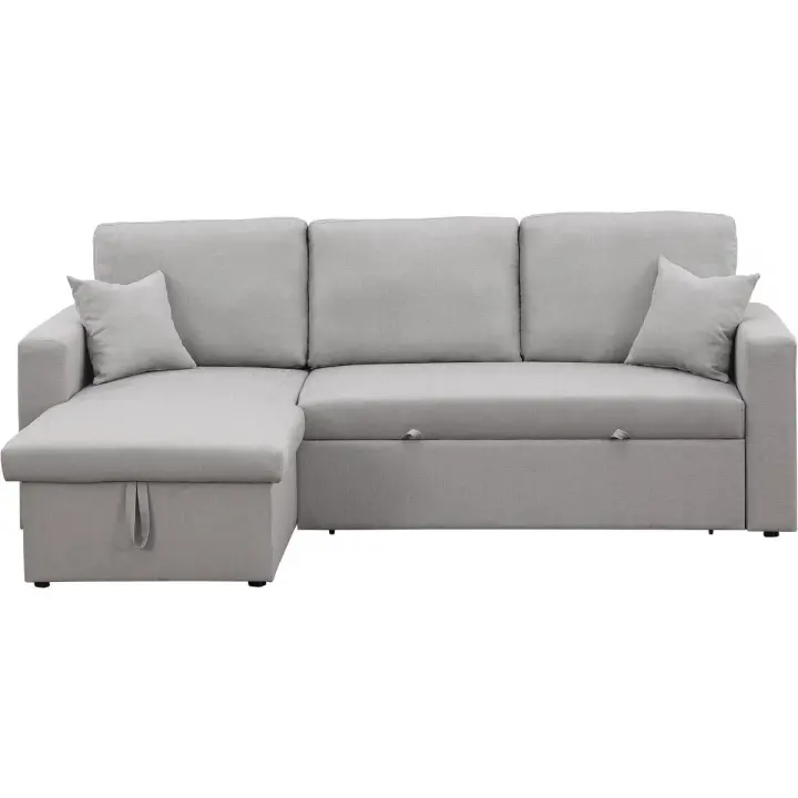 Sofá rinconera convertible/reversible "Alain" con box - 3 plazas - Gris claro - 1