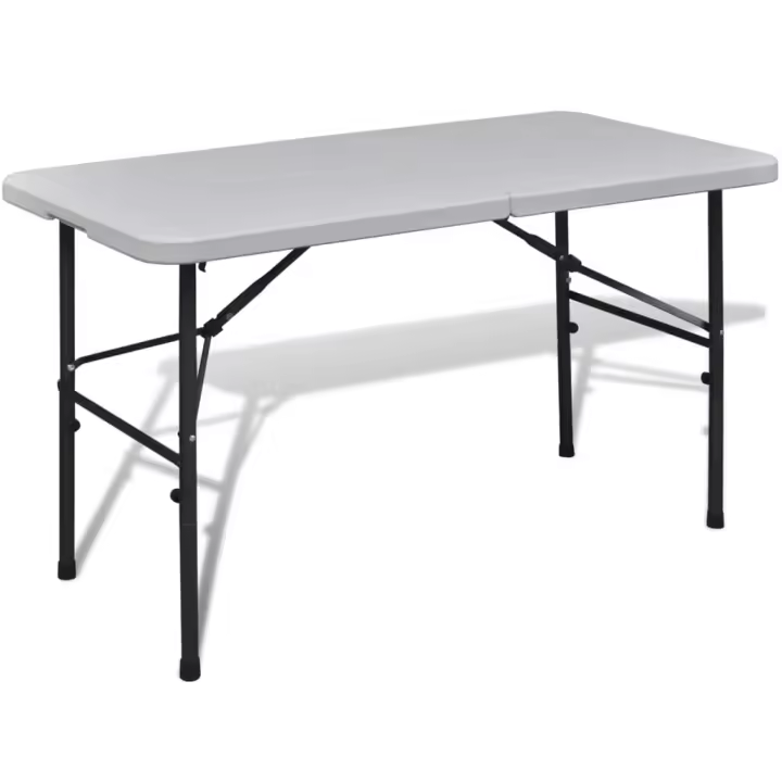 vidaXL Mesa de jardín plegable 122 cm HDPE blanco - 1