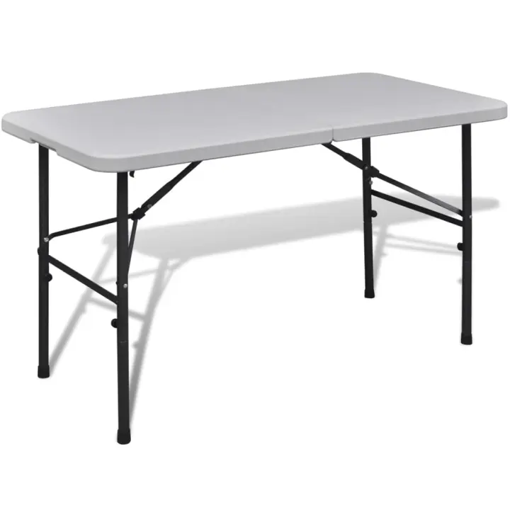 vidaXL Mesa de jardín plegable 122 cm HDPE blanco - 1