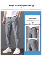 Pantalones Casuales De Verano Tendencia Pantalones Ice Silk Transpirables De Talla Grande Estilo Coreano Vintage 90s Para Hombres - details 3