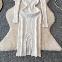 Vestido Largo De Mujer Con Cuello En V Y Manga Larga Blanco Elegante Con Cierre De Lazos Estilo Callejero Alta Moda Para Otoño Y Playa - details 17