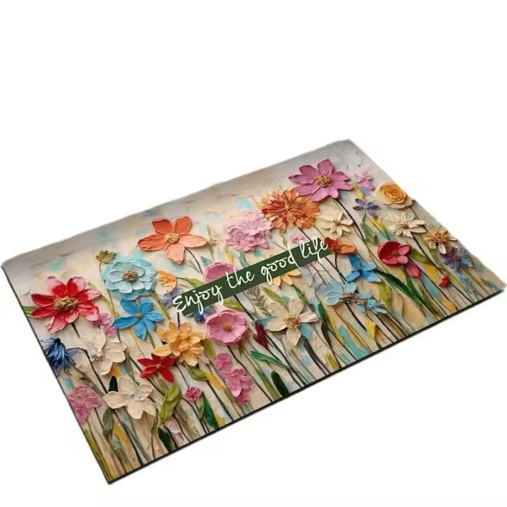 Alfubra de baño con diseño de Flores tridimensionales 3D, de diatomeas, para Puerta de entrada, absorbente de Agua - 1