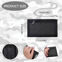 Triple Monedero Carteras para Hombre Joven with Cadena de Seguridad Clip Cremallera Delgada para Viajes - details 0