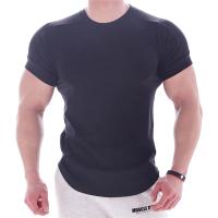 Camiseta De Verano Para Hombre Alta Elasticidad Ajustada Rápida Secado Bajo Hem Curvado Camisetas Casuales De Color Sólido Para Fitness - details 7