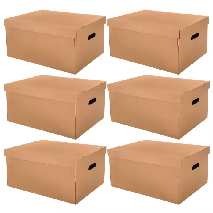 CM - Pack Cajas Cartón con Tapa, Embalaje, Almacenamiento, Asa Troquelada, Para Organizar, Multiusos, Mudanzas. 5 Tamaños a elegir - 1