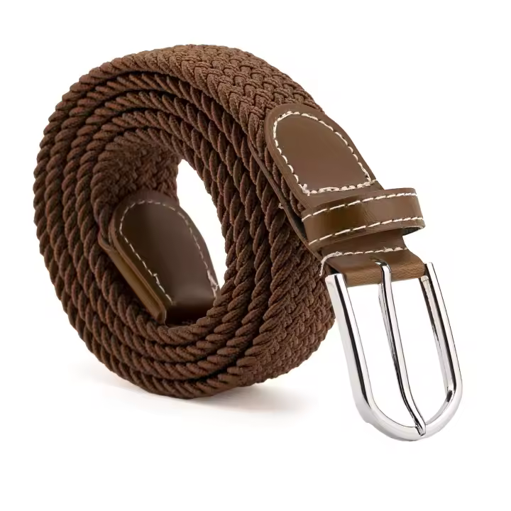 CINTURONTOP Cinturón Trenzado Extensible y Elástico de Tela Elástica Trenzada, Ajustable, Marrón, 110 Cm - 1