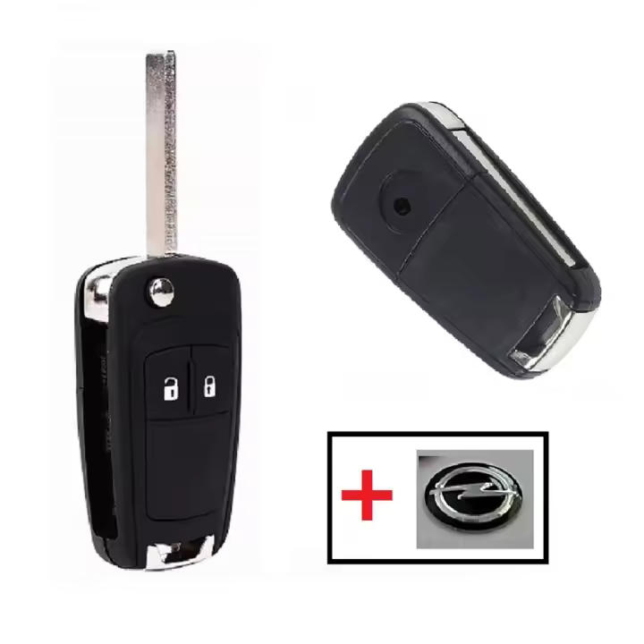 BARAC Llave Mando Carcasa de 2 Botones key shell para OPEL ASTRA INSIGNIA VAUXHALL espadÍn LISO HU100 para llavero con insignia - 1