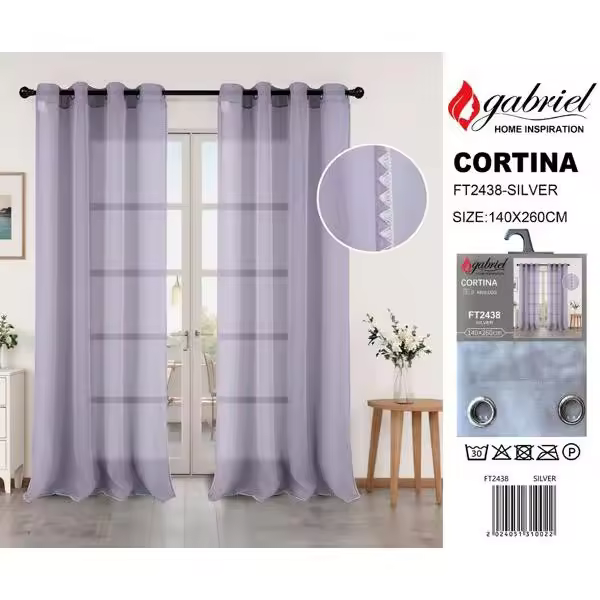 CORTINA SEMIOPACA DE 140X260CM CON 8 ANILLAS - 1