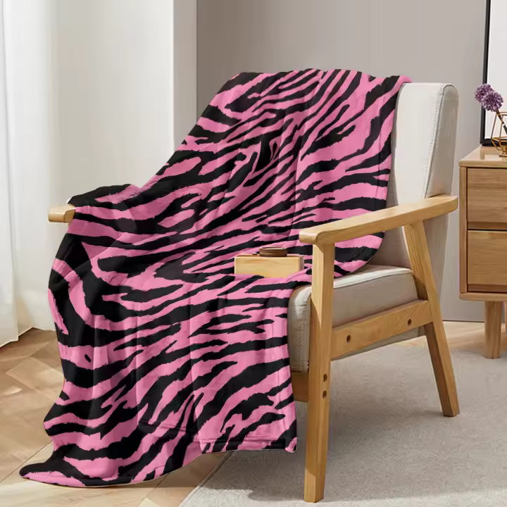 Manta De Terciopelo Suave En Rosa Leopardo Y Zorro Para Niños Y Adultos Para Sofá Cama Y Silla Moderna Y Caliente - 1