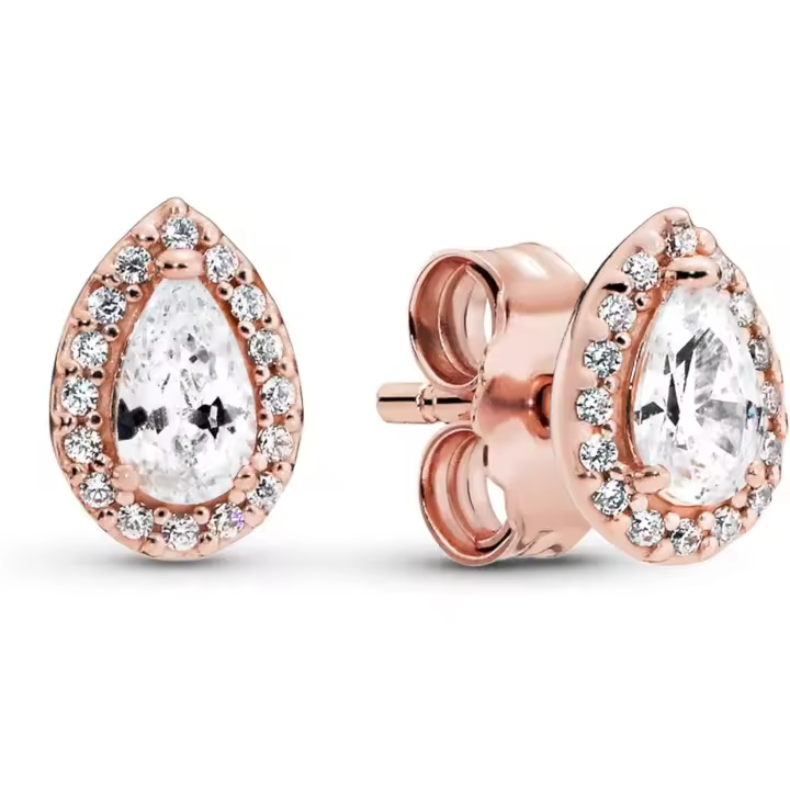 Pandora Timeless - Pendientes de tuerca chapados en oro rosa de 14 quilates con circonita cúbica,Incluye Caja Original - 1