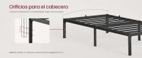 VASAGLE Marco de Cama Individual, para Colchón de 90 x 190 cm, de Metal, Organización del Espacio, Moderno, para Invitados, Fácil Montaje, Negro Tinta - details 2