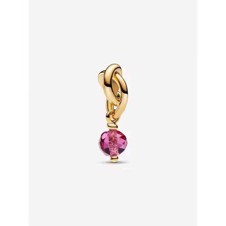 Pandora - Charm Colgante de Círculo de eternidad Rosa facetado - Baño de Oro de 14K - 1
