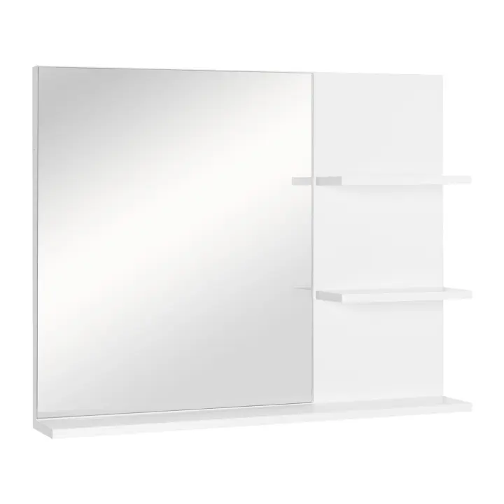 kleankin Espejo de Baño para Colgar en la Pared Espejo de Pared con 3 Estantes Incorporados 60x10x48 cm Blanco - 1