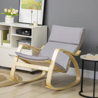 HOMCOM Silla Mecedora Tapizada en Tela Sillón Balancín Relax con Cojín Desenfundable Reposabrazos y Pies de Madera de Abedul para Salón Dormitorio 67x97x84 cm Gris - details 1