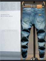 Jeans Azul Vintage Para Hombre Ajustados Pantalones De Motociclista De Moda Otoño Streetwear Para Piernas Pequeñas Estilo Coreano Denim Casual Cierre Con Cremallera mid Weight - details 4