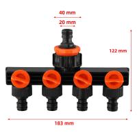 Conector De Riego Para Jardín 4 Caminos Divertor De Grifo Con Válvula Distribuidor De Agua Para Grifo De Exterior Riega - details 6