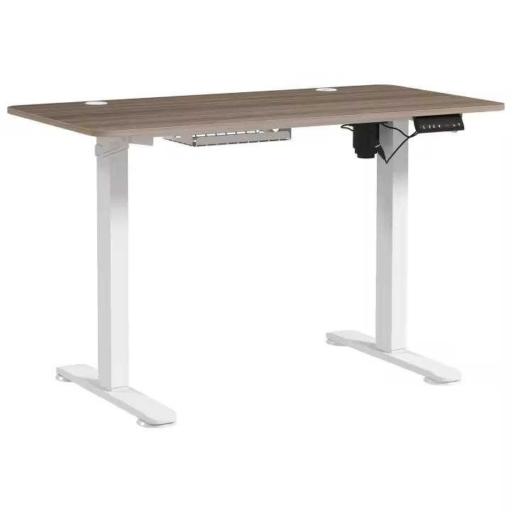 Vinsetto Pupitre eléctrico bipedestación regulable en altura con función de memoria, pupitre regulable en altura 72-116 cm, dim. 120L x 60l cm natural y blanco - 1