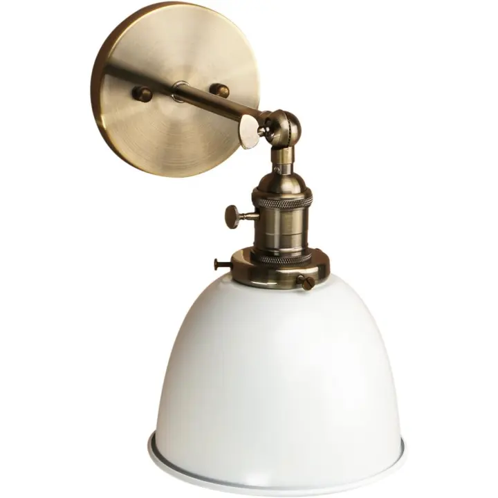 Lámpara de pared con pantalla de hierro estilo cuenco, aplique ajustable de Metal, iluminación Industrial Retro, color blanco (sin bombilla) - 1