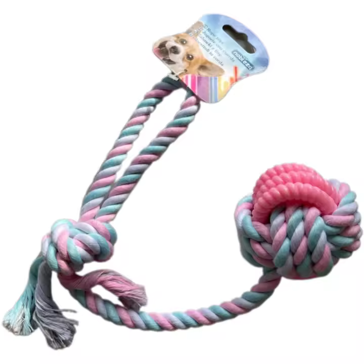 NOBLEZA JUGUETE PELOTA + TIRADOR 40 CM Rosa - Aguamarina   Lanza, juega y fortalece el vínculo con tu mascota - 1
