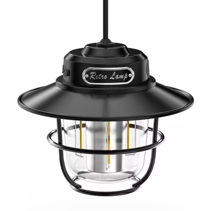 Nueva luz LED para acampar con carga tipo C, luz para tienda de campaña al aire libre con gancho y asa, luz de camping retro - 1