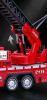 Juguete De Coche Camión De Bomberos 1/32 Con Sonido Luz Escala 1:32 Regalo Para Niños Decoración Vehículo De Rescate Con Escalera Y Bomba De Agua - details 5