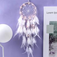 Feather Dream Catcher, hecho a mano Light Up Dreamcatcher móviles Dream Catcher Retro decoración romántica para niña decorativa móvil hogar dormitorio pared coche regalo de cumpleaños - details 3